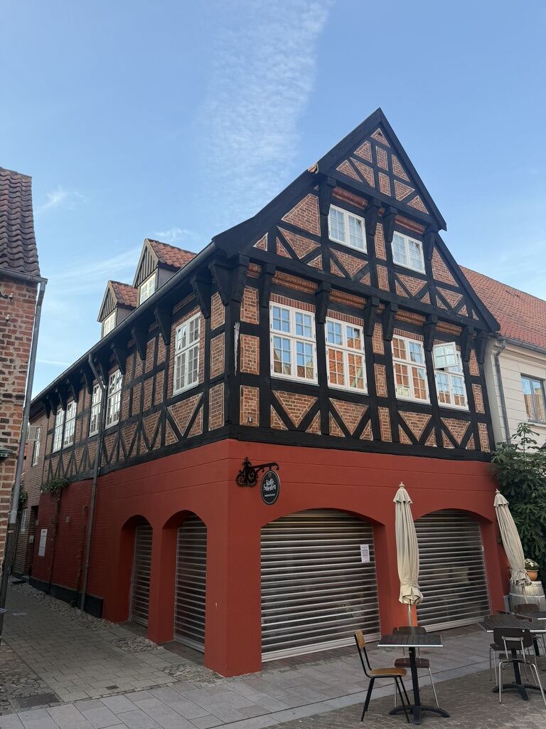 Esquina de una casa de entramado en Ribe